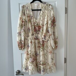 LC Lauren Conrad Cream Ruffled Wrap Dress